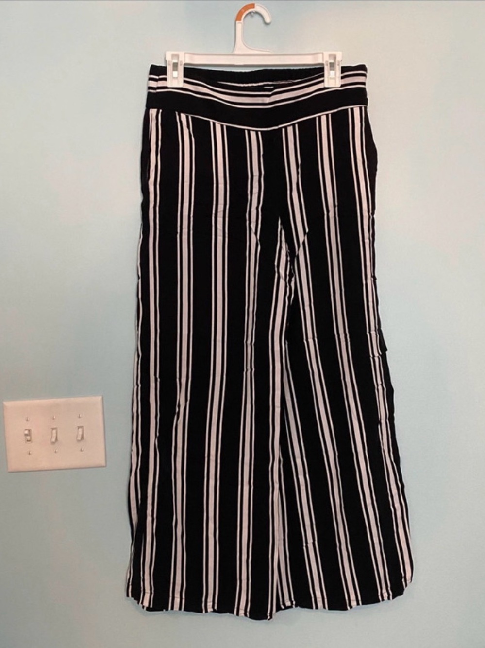 Cynthia Rowley Black & White Striped Wide-Leg Pants